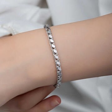 925 Ayar Gümüş Pullu Zincir Kadın Bileklik