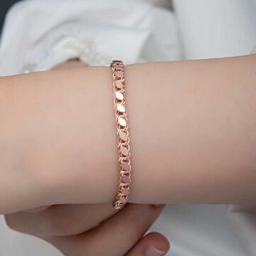 925 Ayar Gümüş Rose Pullu Zincir Kadın Bileklik
