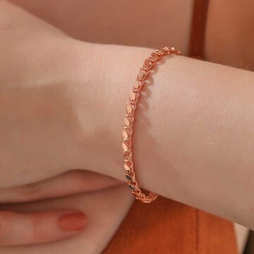 925 Ayar Gümüş Rose Pullu Zincir Kadın Bileklik