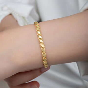 925 Ayar Gümüş Gold Pullu Zincir Kadın Bileklik