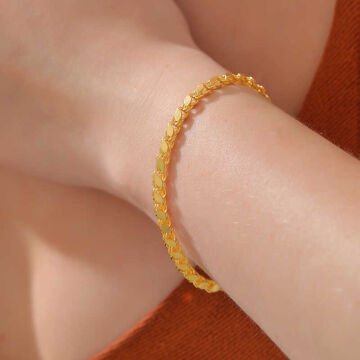 925 Ayar Gümüş Gold Pullu Zincir Kadın Bileklik