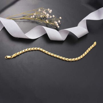 925 Ayar Gümüş Gold Pullu Zincir Kadın Bileklik