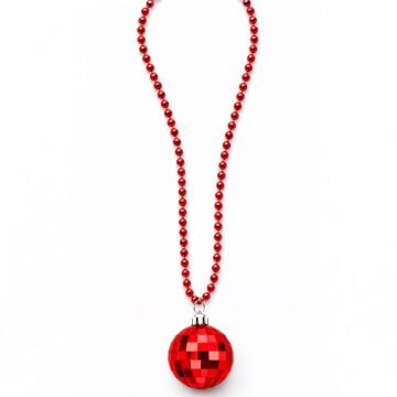 Retro Disko Topu Şekilli Kırmızı Renk Plastik Kolye