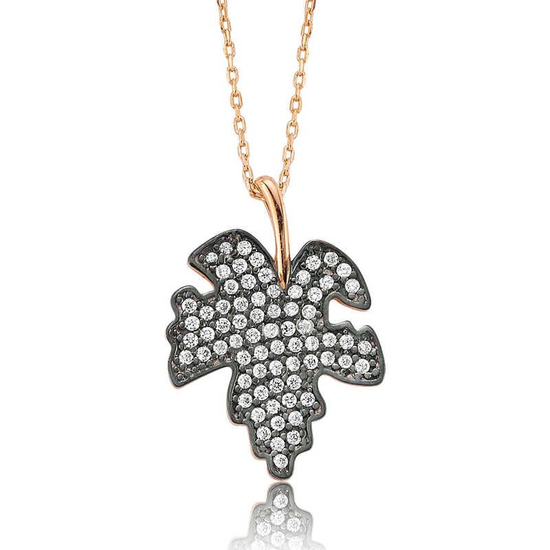 925 Ayar Gümüş Çınar Yaprağı Kadın Gümüş Kolye