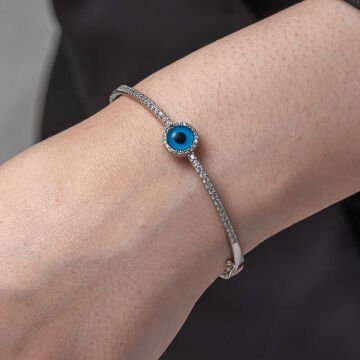 925 Ayar Gümüş Nazarlı Göz Kadın Bilezik