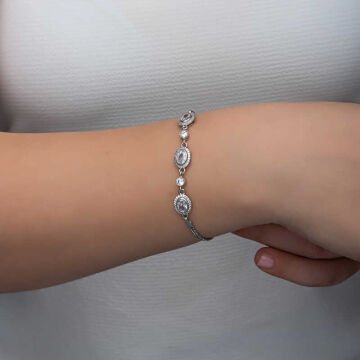 925 Ayar Gümüş Oval Taşlı Kadın Bileklik