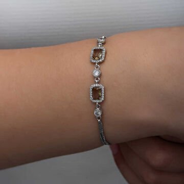 ​925 Ayar Gümüş Kare Zultanit Taşlı Kadın Bileklik