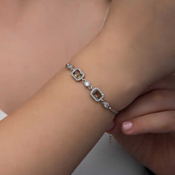 ​925 Ayar Gümüş Kare Zultanit Taşlı Kadın Bileklik