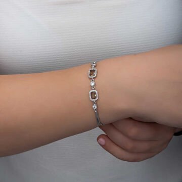 ​925 Ayar Gümüş Kare Zultanit Taşlı Kadın Bileklik