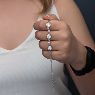 925 Ayar Gümüş Yuvarlak Taşlı Kadın Bileklik