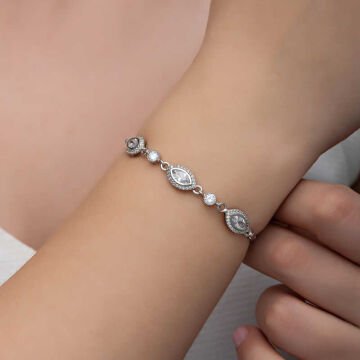 925 Ayar Gümüş Mekik Zirkon Taşlı Kadın Bileklik