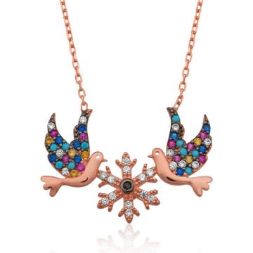 925 Ayar Gümüş Aşk Kuşları Kadın Gümüş Kolye