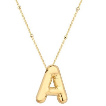 925 Ayar Gümüş Gold Balon A Harfi Kadın Kolye