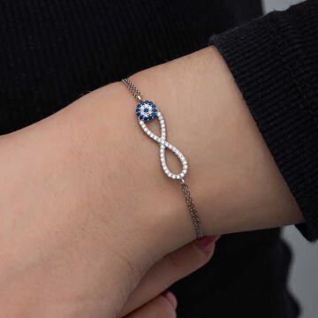 925 Ayar Gümüş Nazarlı Sonsuzluk Kadın Bileklik