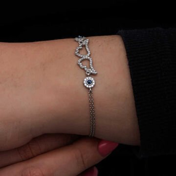 925 Ayar Gümüş Nazarlı Melek Kanadı Kadın Bileklik