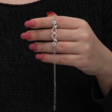 925 Ayar Gümüş Nazarlı Melek Kanadı Kadın Bileklik