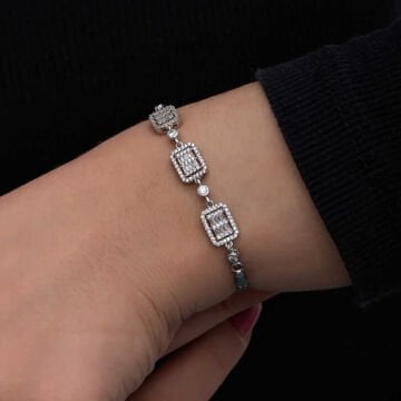 925 Ayar ​Gümüş Baget Taşlı Kadın Bileklik