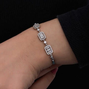 925 Ayar ​Gümüş Baget Taşlı Kadın Bileklik