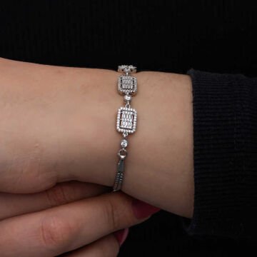 925 Ayar ​Gümüş Baget Taşlı Kadın Bileklik