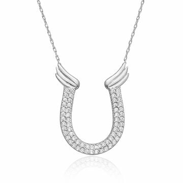 Gümüş Zirkon Taşlı Nal Kadın Kolye