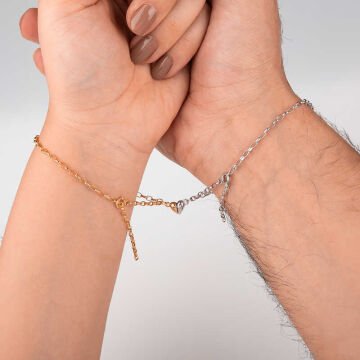 925 Ayar Gümüş Rodyum Rose Çift Kalpli Aşk Bileklik