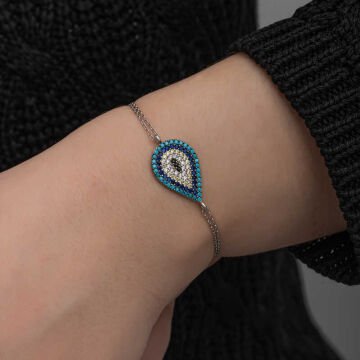 925 Ayar Gümüş Damla Nazar Kadın Bileklik