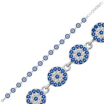 ​925 Ayar Gümüş Nazar Boncuklu Kadın Bileklik