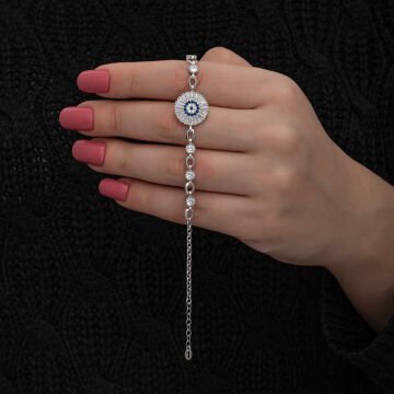 ​925 Ayar Gümüş Baget Taşlı Nazar Kadın Bileklik