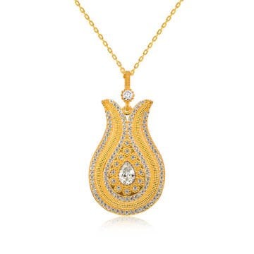 925 Ayar Gümüş Damla Taşlı Lale Kadın Gümüş Kolye