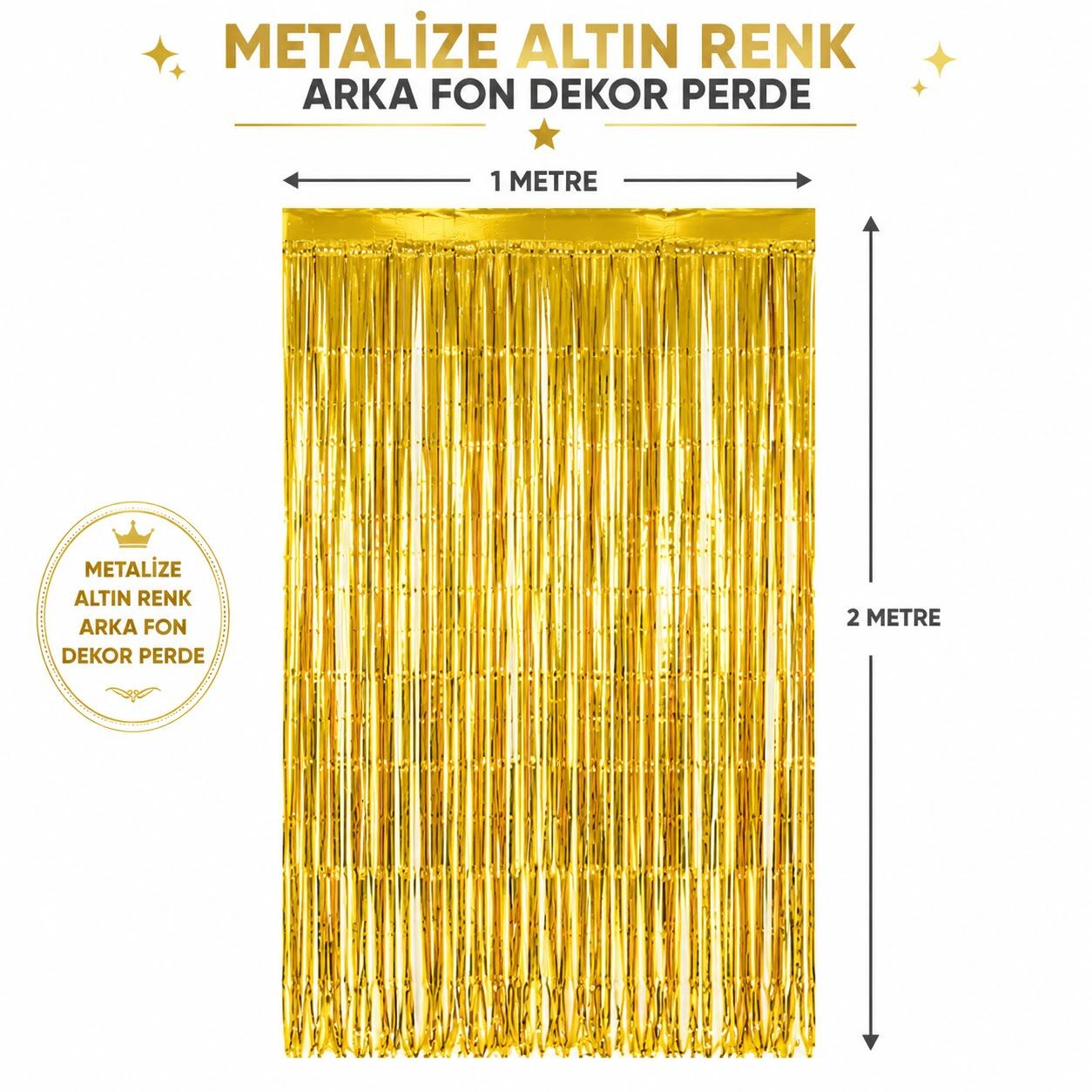Gold Metalize Parti Perdesi 100x200 cm Kapı ve Arka Fon Perdesi