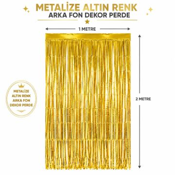 Gold Metalize Parti Perdesi 100x200 cm Kapı ve Arka Fon Perdesi