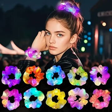 Pembe Renk Led Işıklı Lastikli Saç Tokası