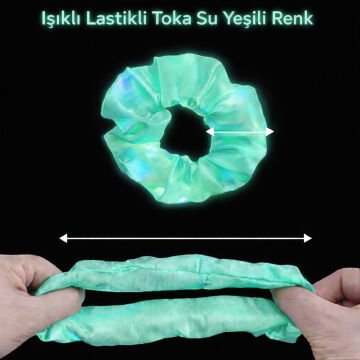 Mint Yeşili Renk Led Işıklı Lastikli Saç Tokası