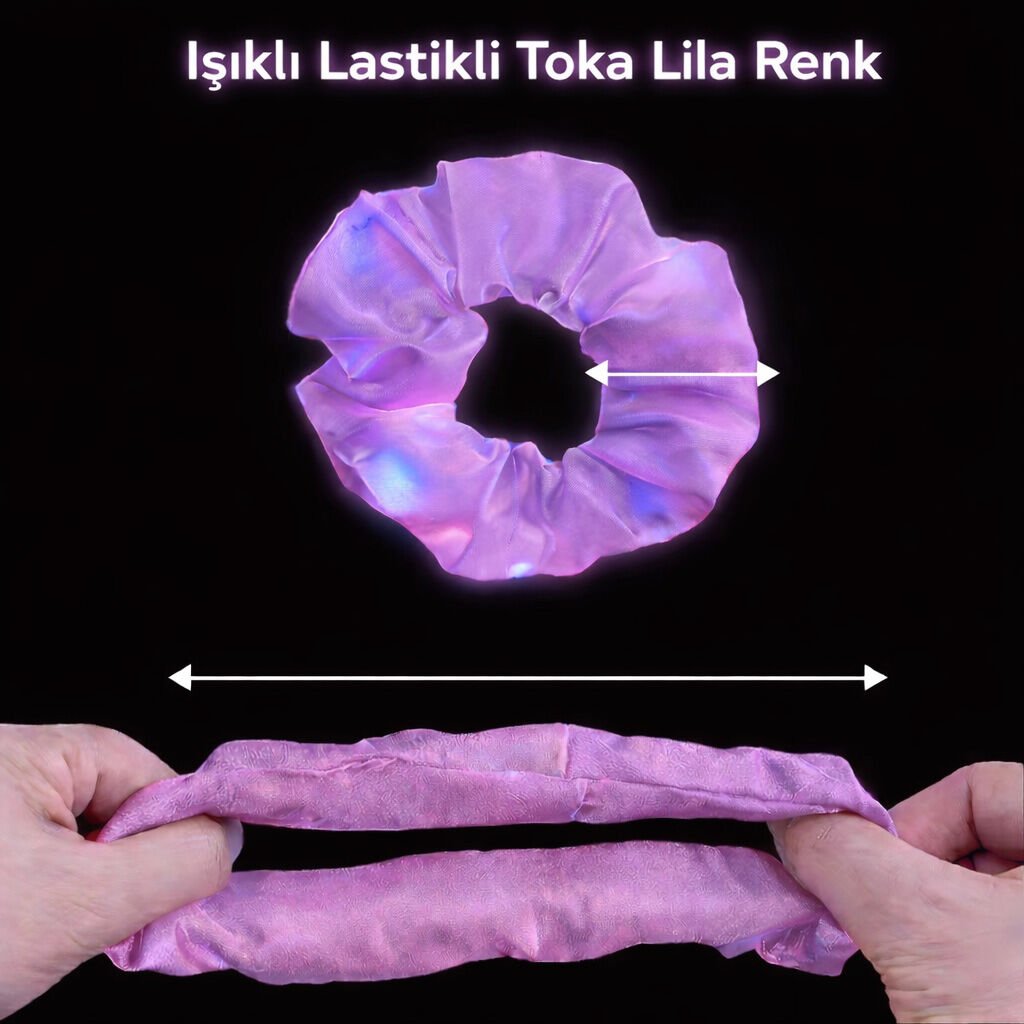 Lila Mor Renk Led Işıklı Lastikli Saç Tokası