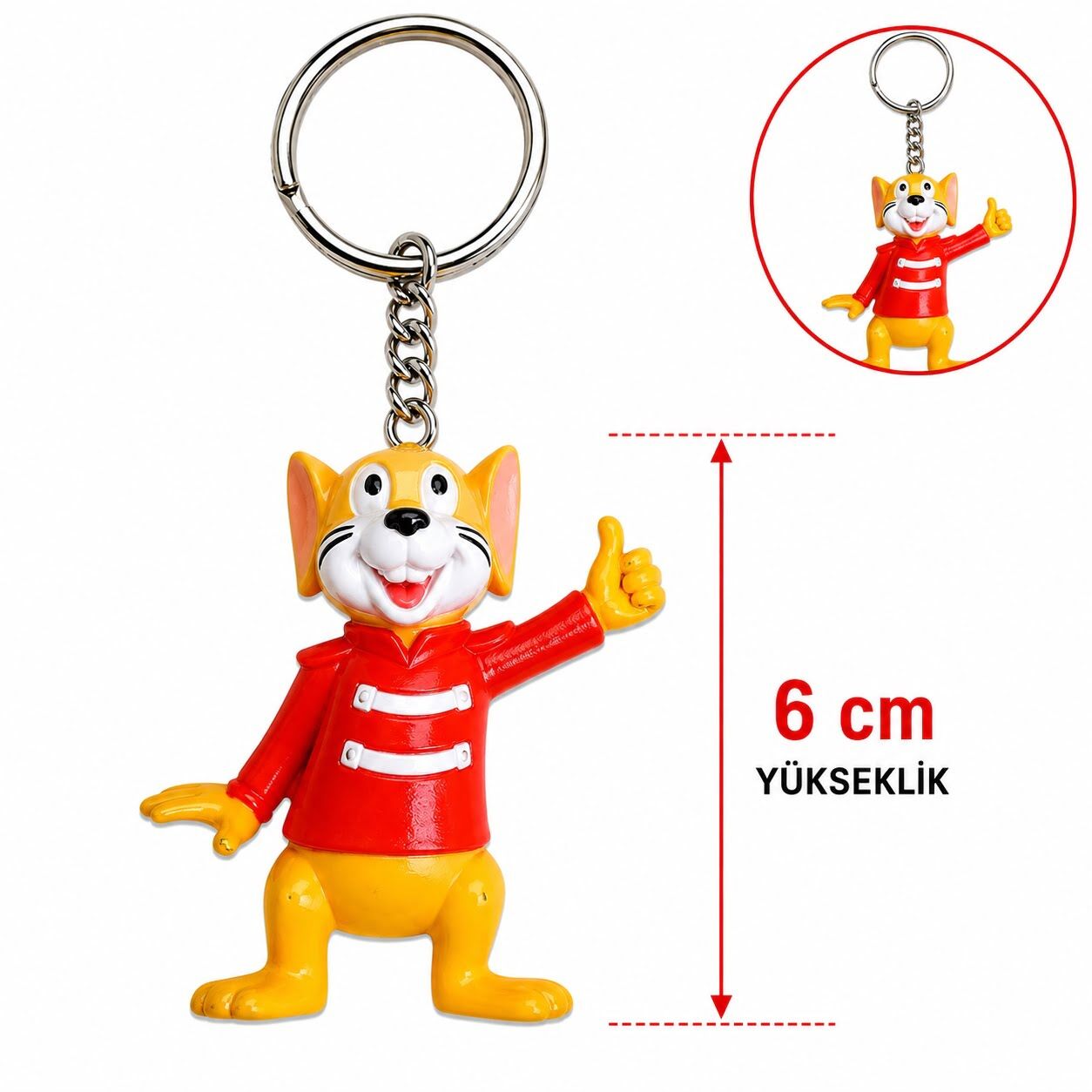 Sevimli Kırmızı Fare Figürlü Anahtarlık 6 Cm