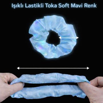 Soft Mavi Renk Led Işıklı Lastikli Saç Tokası