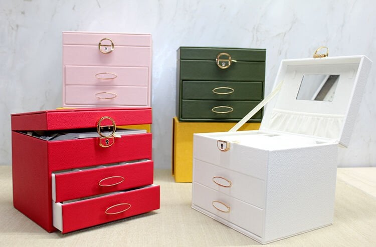 Deri Kaplamalı Makyaj Ve Takı Kutusu