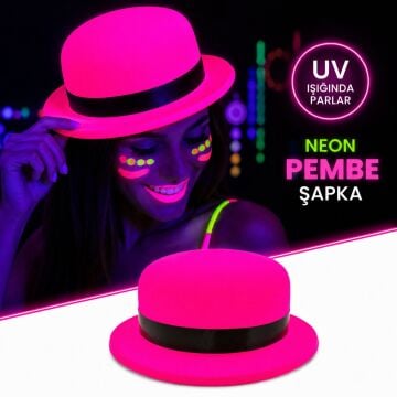 Pembe UV Parti Şapkası Plastik