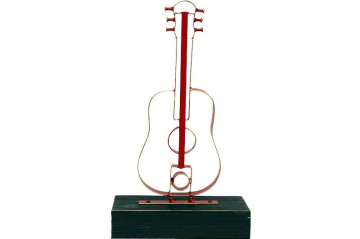 Obje Gitar Ahşap Standlı Biblo Dekoratif Ev Ofis Hediyelik