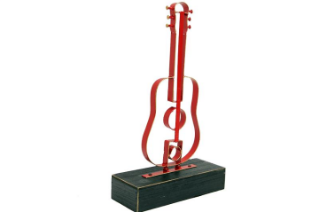 Obje Gitar Ahşap Standlı Biblo Dekoratif Ev Ofis Hediyelik