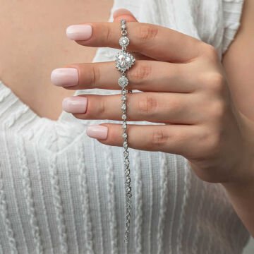 925 Ayar Gümüş Kalpli Su Yolu Kadın Bileklik