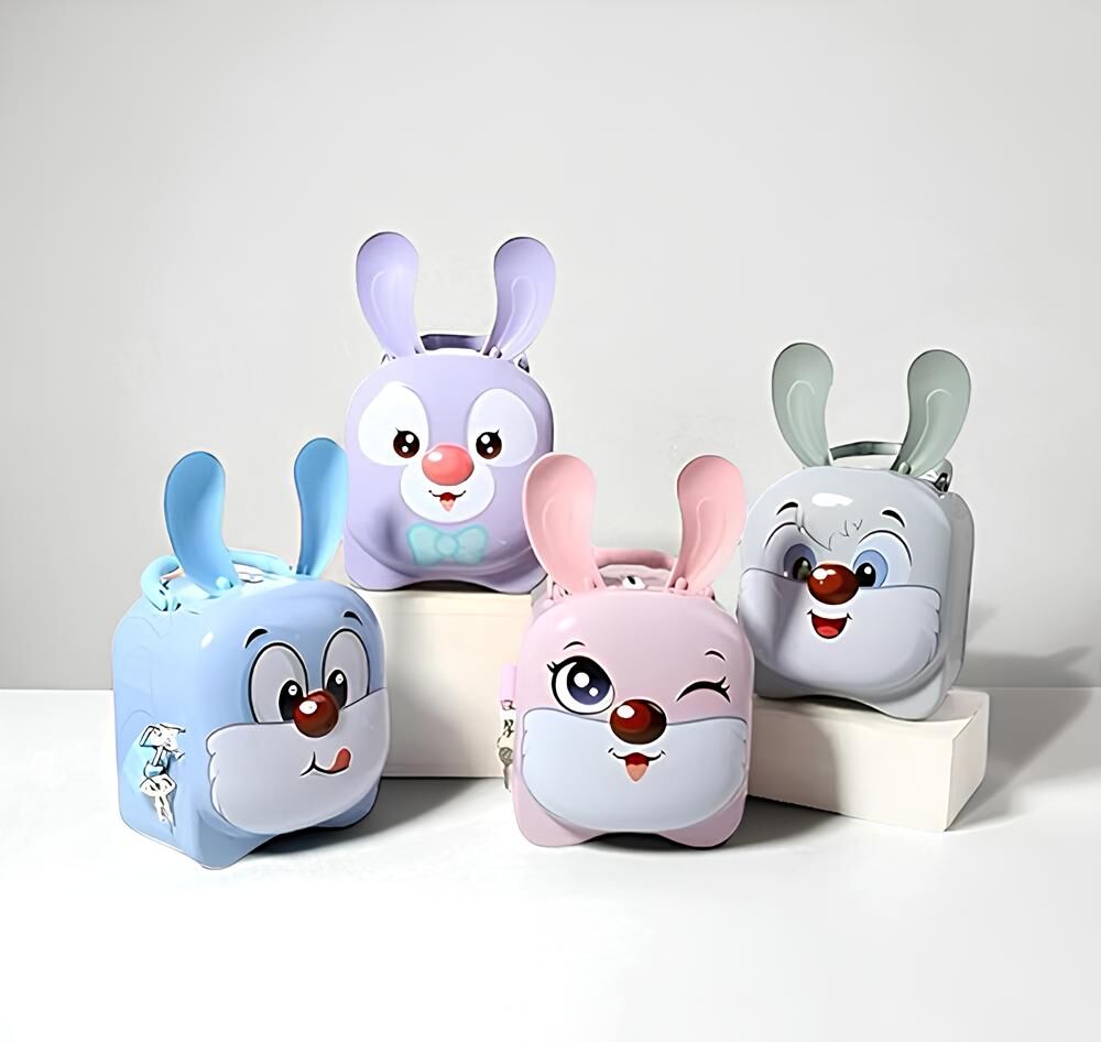 Metal Kilitli Sevimli Tavşan Kumbara