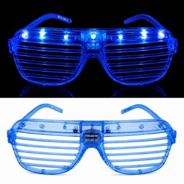 LED Işıklı Panjur Parti Gözlüğü Mavi Renk Gözlük