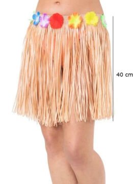 Yetişkin ve Çocuk Uyumlu Rengarenk Püsküllü Hawaii Luau Hula Etek 40 cm