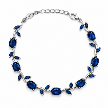 Gümüş Lacivert Zirkon Taşlı Kadın Bileklik