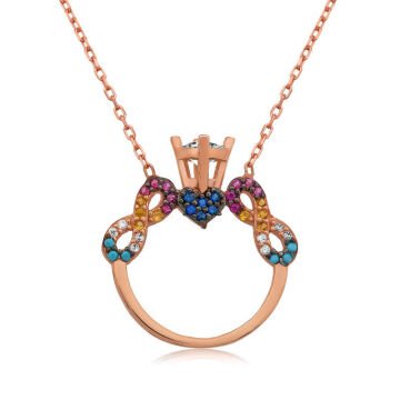 925 Ayar Gümüş Tek Taş Sonsuz Aşk Kadın Gümüş Kolye