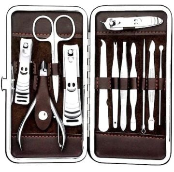 Profesyonel Çelik Manikür Pedikür Seti 12 Parça El Ayak Bakım
