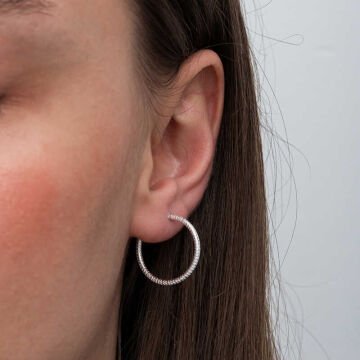 Gümüş Kalemli Halka Kadın Küpe