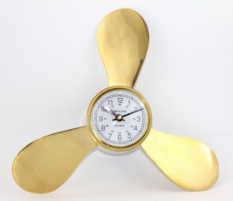 Pirinç Duvara Asmalı Pervane Tasarımı Saat