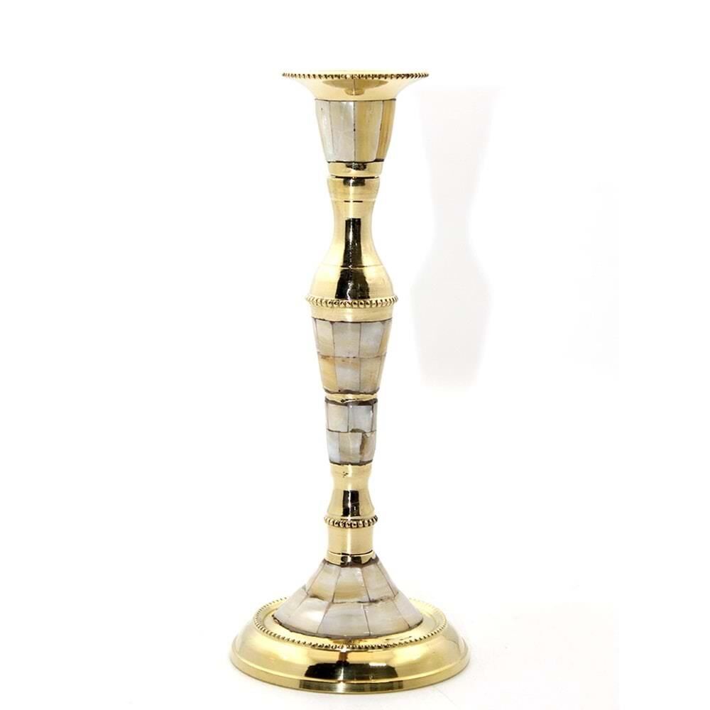 Tekli Pirinç Sedefli Şamdan